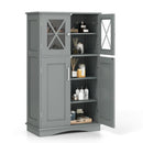 4 Doors Freeestanding Bathroom Floor Cabinet with Adjustable Shelves by DirectDeals