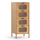 4-Drawer Dresser Bamboo Storage Cabinet with Fluted Tempered Glass Drawers-Natural by LJGDeals