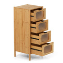4-Drawer Dresser Bamboo Storage Cabinet with Fluted Tempered Glass Drawers-Natural by LJGDeals