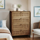 4-Drawer Dresser with Interlocking Mechanism and Metal Legs for Bedroom-Oak by LJGDeals