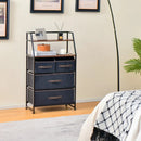 4-Drawer Free Standing Storage Dresser with 2 Open Shelves-Rustic Brown by DirectDeals