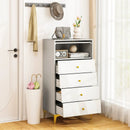 4 Drawer Modern Storage Cabinet with Flip Up Fluted Glass Door-Gray and White by LJGDeals