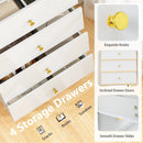 4 Drawer Modern Storage Cabinet with Flip Up Fluted Glass Door-Gray and White by LJGDeals