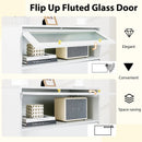 4 Drawer Modern Storage Cabinet with Flip Up Fluted Glass Door-Gray and White by LJGDeals