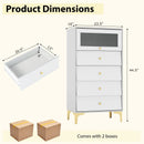 4 Drawer Modern Storage Cabinet with Flip Up Fluted Glass Door-Gray and White by LJGDeals