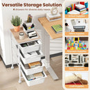 4-Drawer Rolling Storage Cart Mobile Utility Organizer with Wooden Tabletop and Lockable Wheels-White by LJGDeals