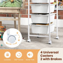 4-Drawer Rolling Storage Cart Mobile Utility Organizer with Wooden Tabletop and Lockable Wheels-White by LJGDeals