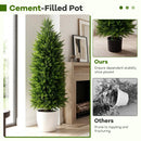 4 FT Artificial Topiary Tree Set of 2 Faux Cedar Cypress Plants in Cement-Filled Pots by LJGDeals