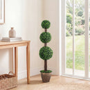 4 FT Artificial Triple Ball Boxwood Tree with Cement-filled Retro Planter by LJGDeals