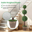 4 FT Artificial Triple Ball Boxwood Tree with Cement-filled Retro Planter by LJGDeals