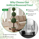 4 FT Artificial Triple Ball Boxwood Tree with Cement-filled Retro Planter Set of 2 by DirectDeals