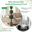 4 FT Artificial Triple Ball Boxwood Tree with Cement-filled Retro Planter Set of 2 by LJGDeals