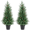 4 FT Pre-lit Christmas Trees with 70 Warm White LED Lights and 173 Branch Tips 2 Pack by LJGDeals