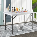 4 Feet Folding Ice Bin Table with Skirt for Camping Picnic Wedding with Ice Bucket-White by LJGDeals