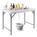 4 Feet Folding Ice Bin Table with Skirt for Camping Picnic Wedding with Ice Bucket-White by LJGDeals