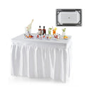 4 Feet Folding Ice Bin Table with Skirt for Camping Picnic Wedding with Ice Bucket-White by LJGDeals