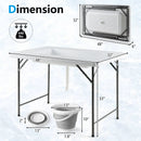 4 Feet Folding Ice Bin Table with Skirt for Camping Picnic Wedding with Ice Bucket-White by LJGDeals