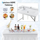 4 Feet Folding Ice Bin Table with Skirt for Camping Picnic Wedding with Ice Bucket-White by LJGDeals