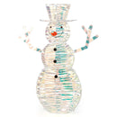 4 Feet Iridescent Christmas Snowman with White LED Lights and Ground Stakes by LJGDeals
