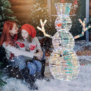 4 Feet Iridescent Christmas Snowman with White LED Lights and Ground Stakes by LJGDeals