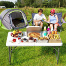 4 Feet Portable Camping Table with HDPE Tabletop and Metal Legs-White by LJGDeals
