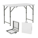 4 Feet Portable Camping Table with HDPE Tabletop and Metal Legs-White by LJGDeals