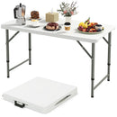 4 Feet Portable Camping Table with HDPE Tabletop and Metal Legs-White by LJGDeals