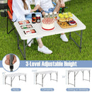 4 Feet Portable Camping Table with HDPE Tabletop and Metal Legs-White by LJGDeals