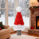 4 Ft Artificial Christmas Tree Santa Hat Xmas Tree with 300 Branch Tips Red by LJGDeals