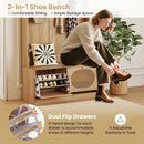 4-In-1 Hall Tree with Coat Rack and Flip Drawers for Entryway Mudroom by LJGDeals