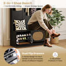 4-In-1 Hall Tree with Coat Rack and Flip Drawers for Entryway Mudroom