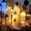 4 PCS Halloween Light up White Cloth Ghost Family with Red and Warm White LED Lights by LJGDeals
