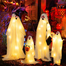 4 PCS Halloween Light up White Cloth Ghost Family with Red and Warm White LED Lights by LJGDeals