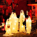 4 PCS Halloween Light up White Cloth Ghost Family with Red and Warm White LED Lights by LJGDeals