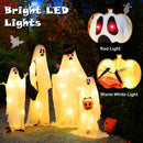 4 PCS Halloween Light up White Cloth Ghost Family with Red and Warm White LED Lights by LJGDeals