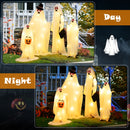 4 PCS Halloween Light up White Cloth Ghost Family with Red and Warm White LED Lights