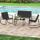4 PCS Patio Furniture Set Outdoor Rocker Chair Conversation Set-Black by LJGDeals