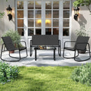 4 PCS Patio Furniture Set Outdoor Rocker Chair Conversation Set-Black by LJGDeals