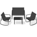 4 PCS Patio Furniture Set Outdoor Rocker Chair Conversation Set-Black by LJGDeals