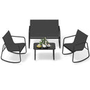 4 PCS Patio Furniture Set Outdoor Rocker Chair Conversation Set-Black by LJGDeals
