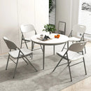 4 Pack Folding Stackable Chairs with Metal Frame and Carrying Handle-White by LJGDeals