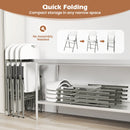 4 Pack Folding Stackable Chairs with Metal Frame and Carrying Handle-White