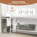 4 Pack Folding Stackable Chairs with Metal Frame and Carrying Handle-White by LJGDeals