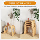 4-Pack Stackable Bamboo Stool with Anti-skid Foot Pads-Natural by LJGDeals