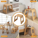 4-Pack Stackable Bamboo Stool with Anti-skid Foot Pads-Natural by LJGDeals