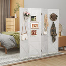 4-Panel Pegboard Display Stand Folding Room Divider with Solid Wood Frame-White by LJGDeals