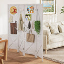 4-Panel Pegboard Display Stand Folding Room Divider with Solid Wood Frame-White by LJGDeals
