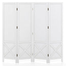 4-Panel Pegboard Display Stand Folding Room Divider with Solid Wood Frame-White by LJGDeals