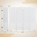 4-Panel Pegboard Display Stand Folding Room Divider with Solid Wood Frame-White by LJGDeals
