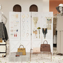 4-Panel Pegboard Display Stand Folding Room Divider with Solid Wood Frame-White by LJGDeals